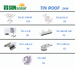 2KW Tin Roof Mounting System